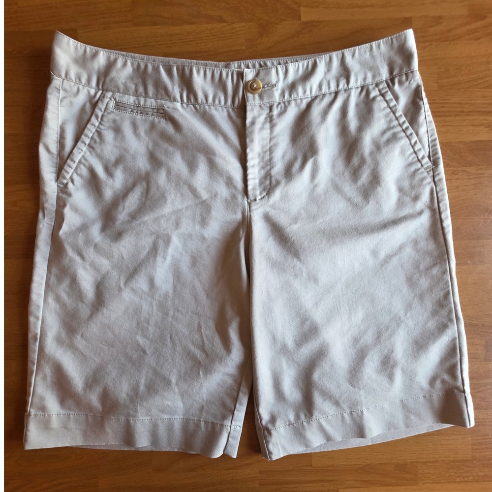 Dockers Womens Khaki Chino Shorts Tan Stretch Cotton Size 16 Casual Summer